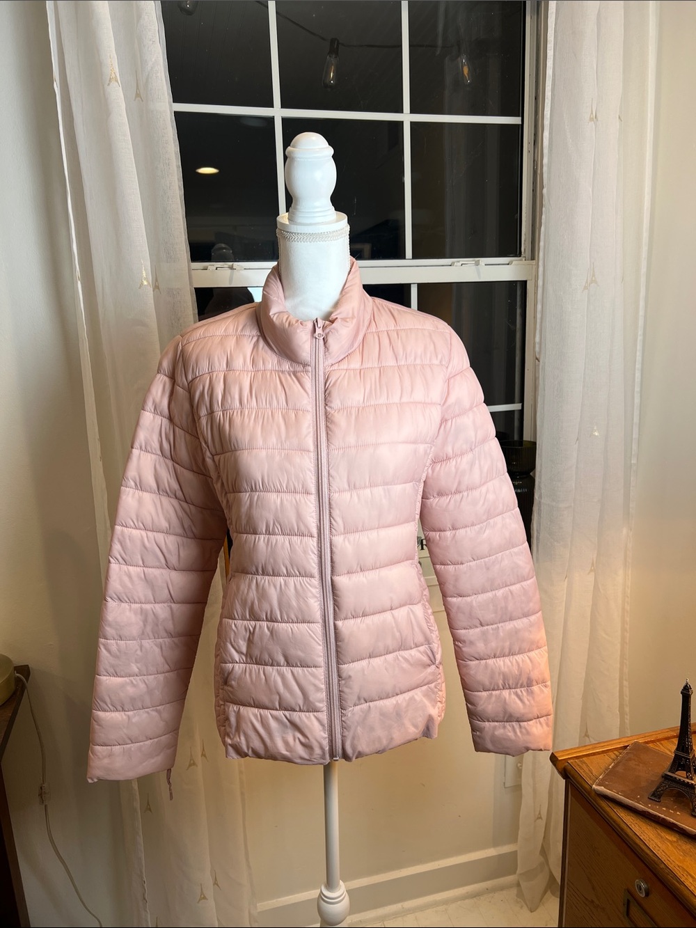 Love Tree Light Pink ultra light packable Quilted Puffer Jacket size L.